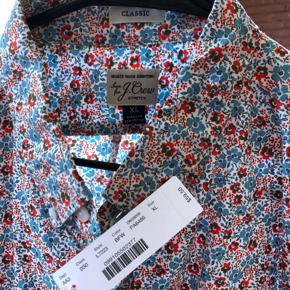 NWT J Crew Floral Print Men’s Button Down Size XL